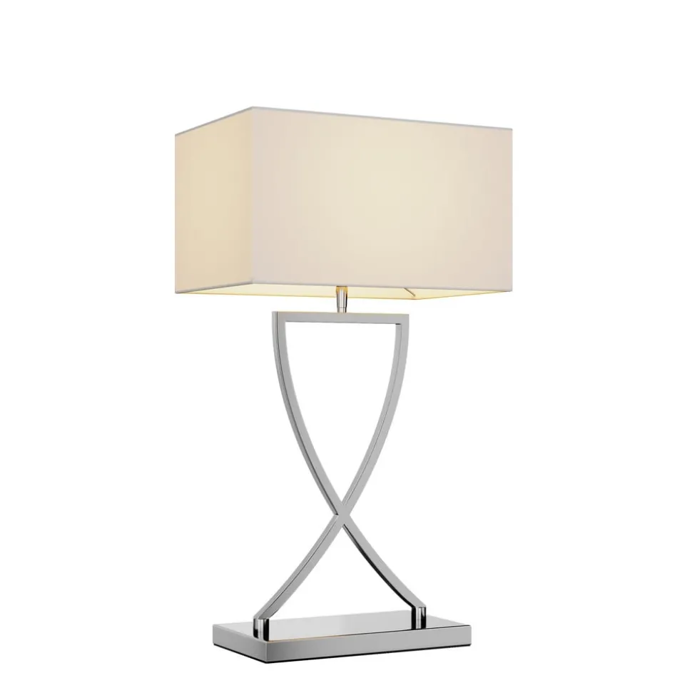 Lucande tafellamp Evaine, chroom/wit, metaal, 66 cm, E27