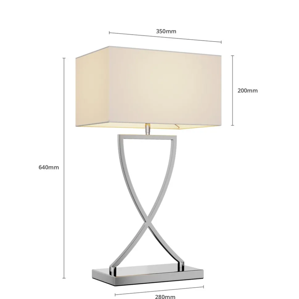 Lucande tafellamp Evaine, chroom/wit, metaal, 66 cm, E27