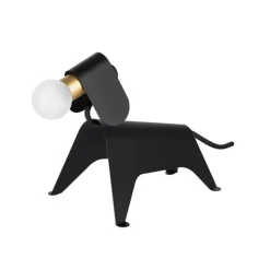 Lucande tafellamp Idalina, hond, zwart, ijzer, 41 cm