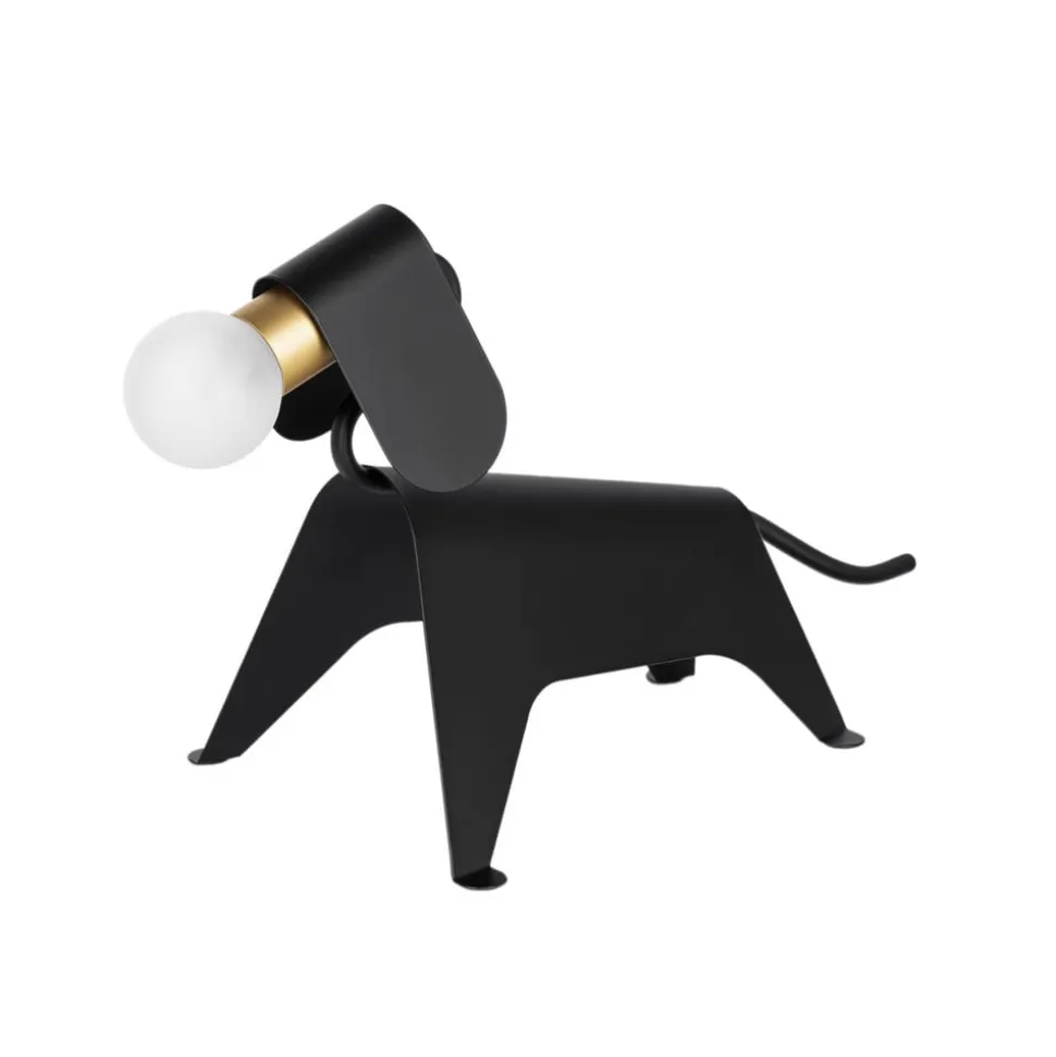 Lucande tafellamp Idalina, hond, zwart, ijzer, 41 cm