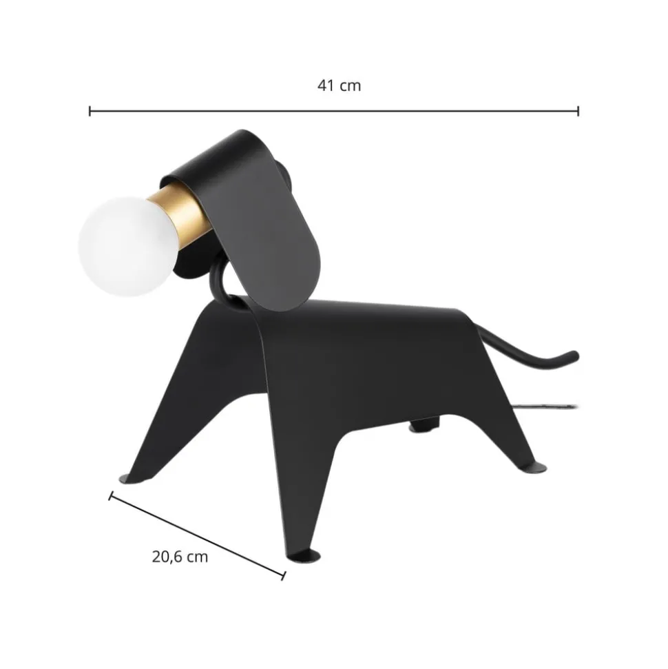 Lucande tafellamp Idalina, hond, zwart, ijzer, 41 cm