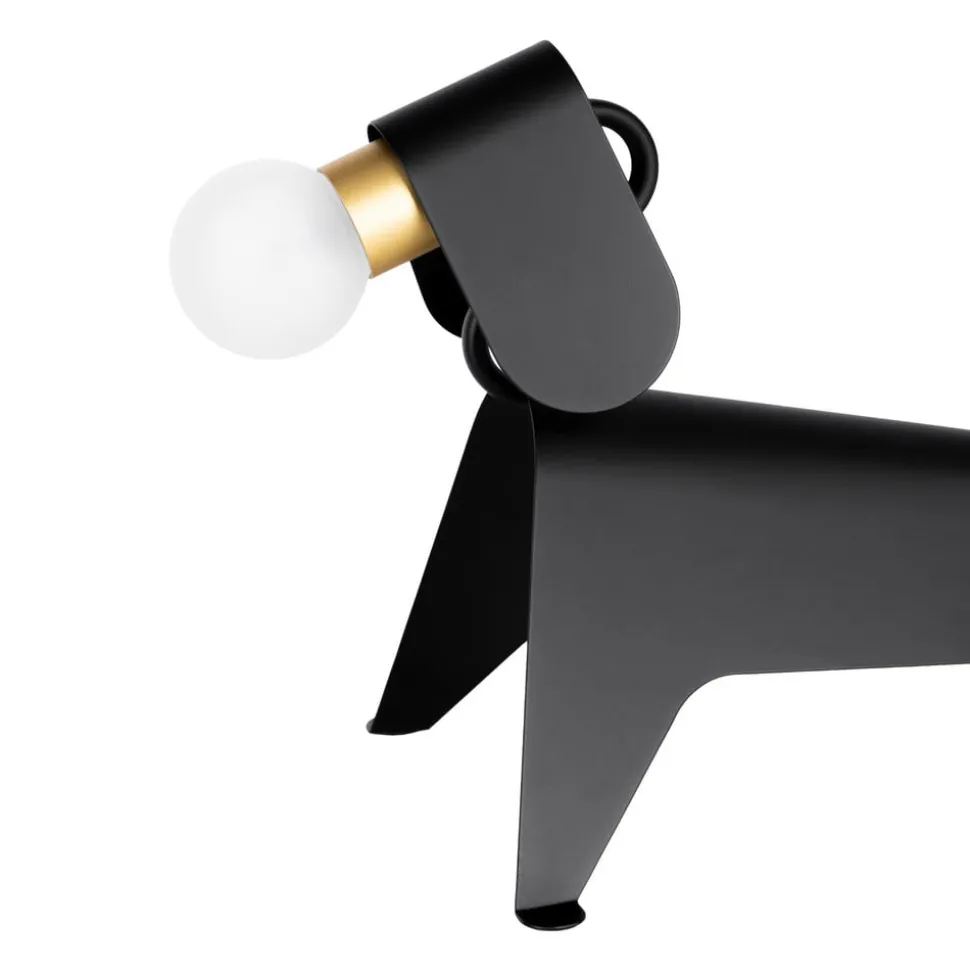 Lucande tafellamp Idalina, hond, zwart, ijzer, 41 cm