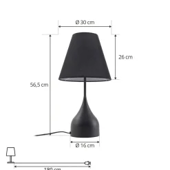 Lucande tafellamp Luoti, zwart, textiel, 57 cm hoog