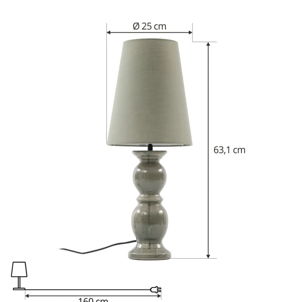 Lucande tafellamp Lyndorin, groen, keramiek