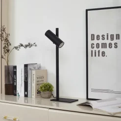 Lucande tafellamp Lysias, zwart, metaal, hoogte 55cm