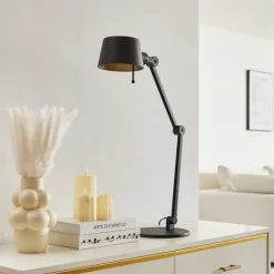 Lucande tafellamp Silka, zwart, metaal, 93,5 cm hoog