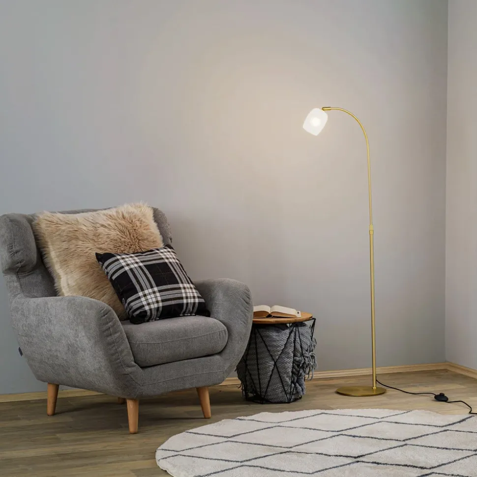 Lucande Taylan vloerlamp van ijzer glazen kap