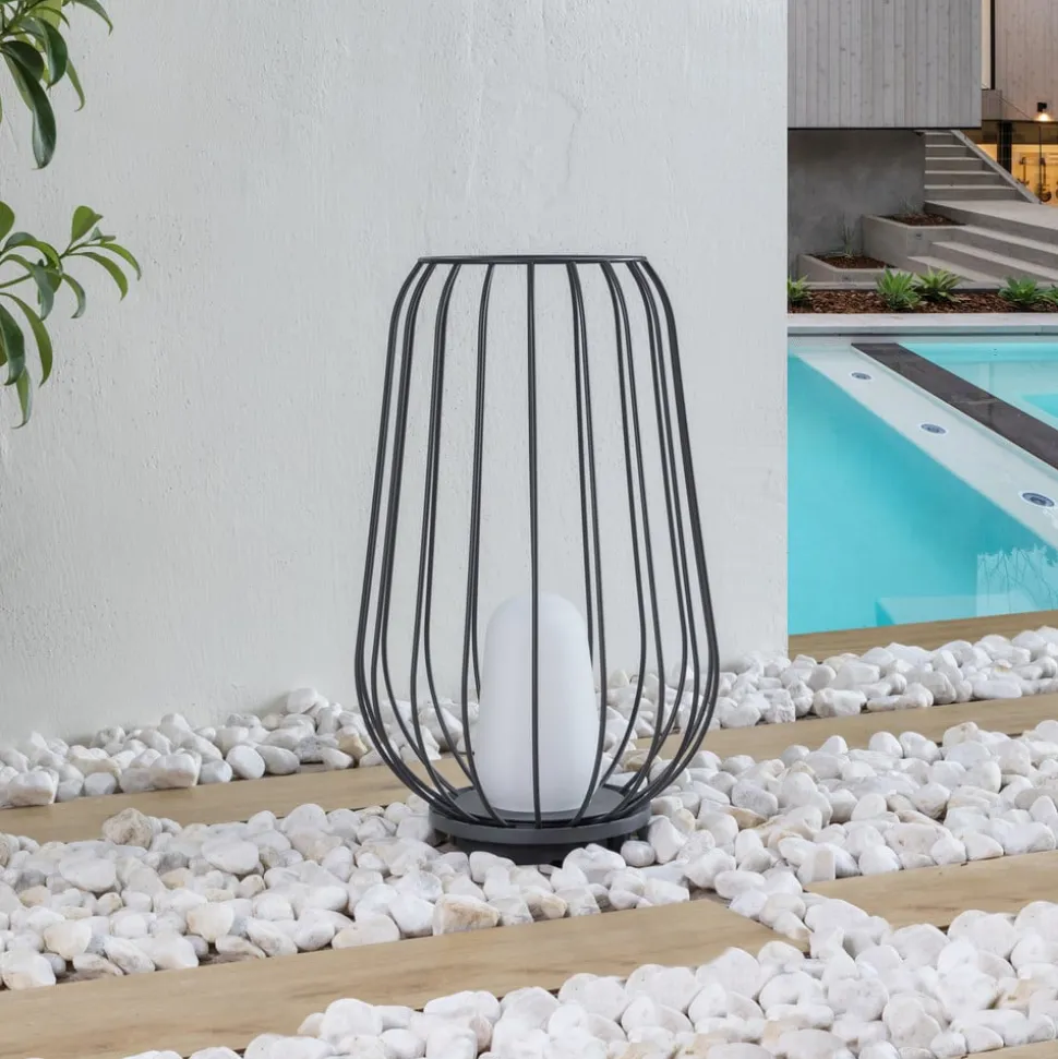 Lucande terraslamp Chandan, 52,7 cm, zwart, aluminium