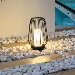 Lucande terraslamp Chandan, 32,1 cm, zwart, aluminium