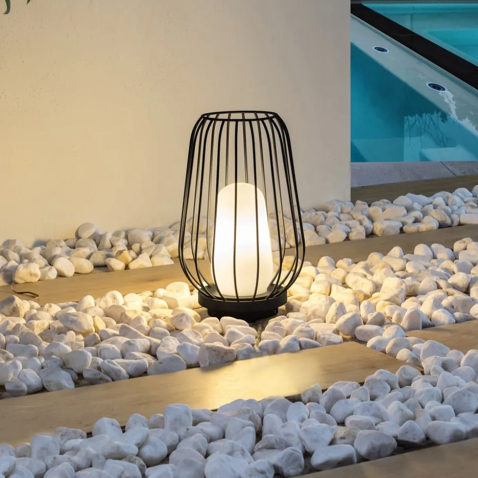 Lucande terraslamp Chandan, 32,1 cm, zwart, aluminium