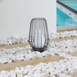 Lucande terraslamp Chandan, 32,1 cm, zwart, aluminium