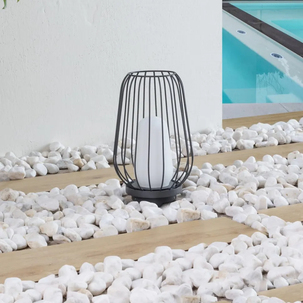 Lucande terraslamp Chandan, 32,1 cm, zwart, aluminium