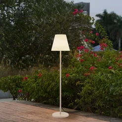 Lucande terraslamp Jaimy, beige, metaal, 150 cm, E27
