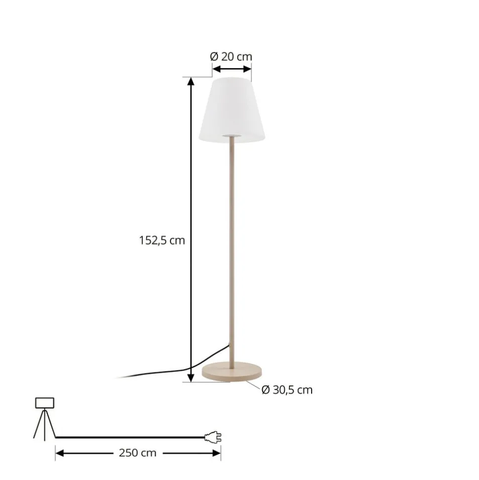 Lucande terraslamp Jaimy, beige, metaal, 150 cm, E27