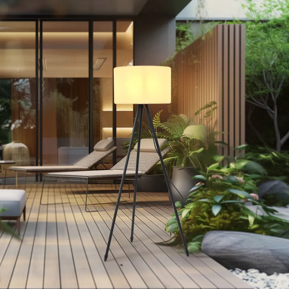 Lucande terraslamp Jaimy, 130 cm, statief, aluminium