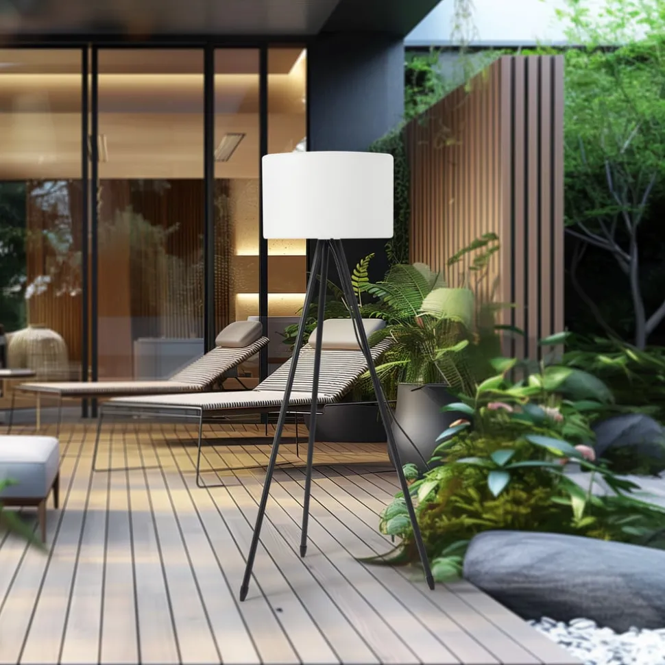 Lucande terraslamp Jaimy, 130 cm, statief, aluminium