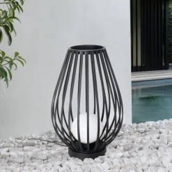 Lucande terraslamp Marrin, zwart, metaal, Ø 46cm