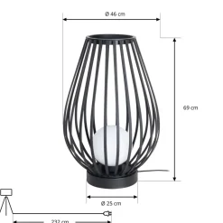 Lucande terraslamp Marrin, zwart, metaal, Ø 46cm