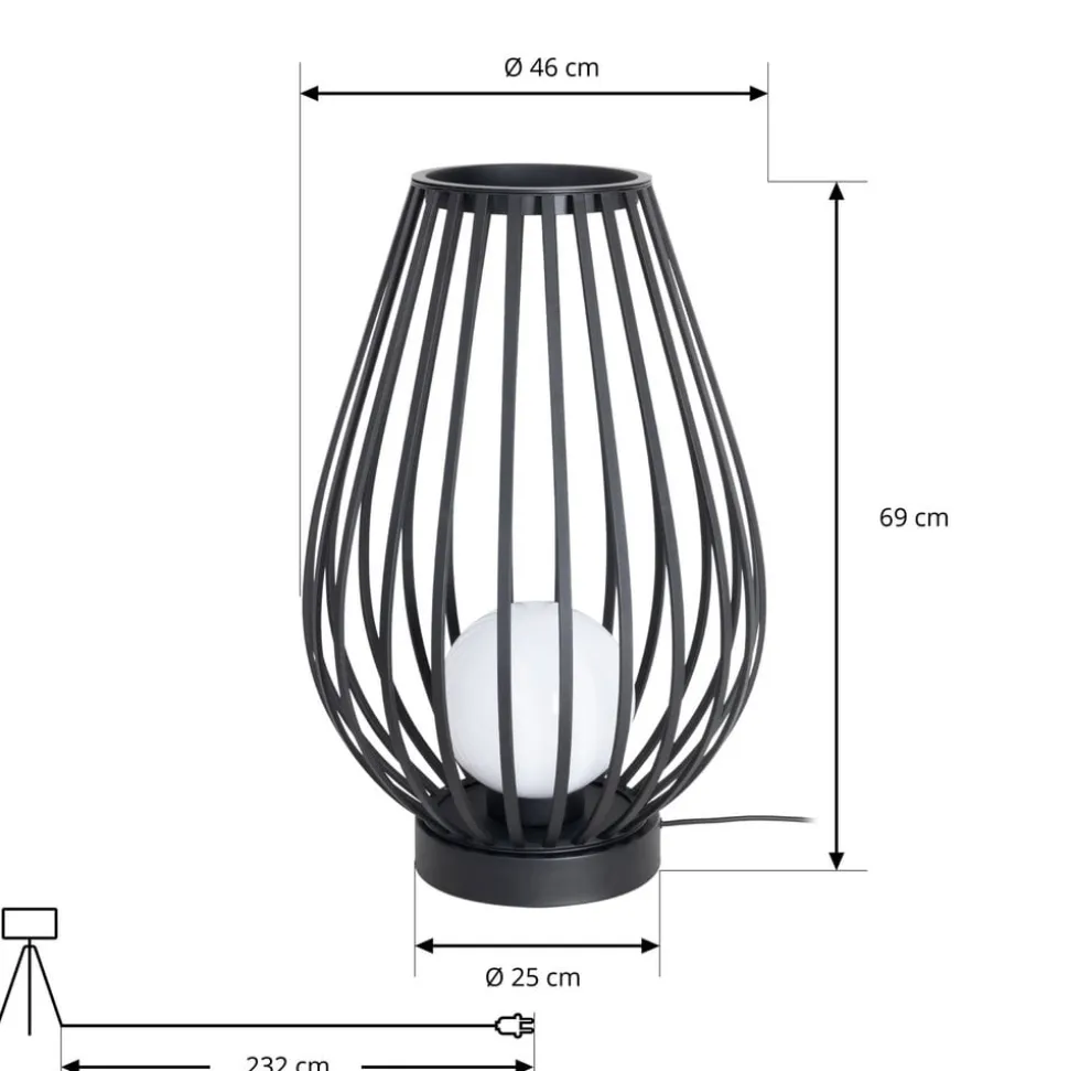 Lucande terraslamp Marrin, zwart, metaal, Ø 46cm