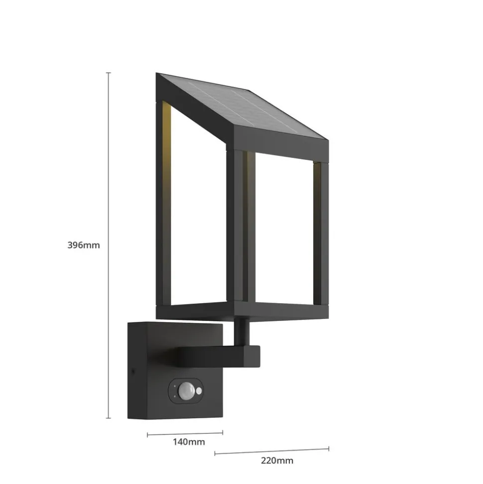 Lucande Timeo LED-buitenwandlamp op zonne-energie