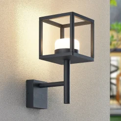 Lucande Timio buitenwandlamp, uplight, grijs, GX53, IP44