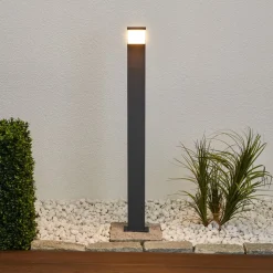 Lucande Timm LED tuinpadverlichting, 100 cm, antraciet, metaal, IP54