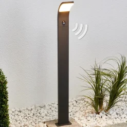 Lucande Timm LED tuinpadverlichting, sensor, 100cm, antraciet, IP54