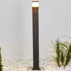 Lucande Timm LED tuinpadverlichting, sensor, 100cm, antraciet, IP54