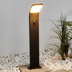 Lucande Timm LED tuinpadverlichting, sensor, 60 cm, antraciet, IP54