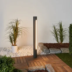 Lucande Tomas LED tuinpadverlichting, 75 cm, donkergrijs, IP54