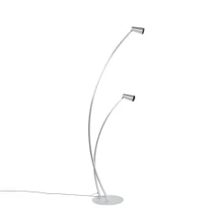Lucande Velanoris vloerlamp, 2-lamps, geborsteld aluminium
