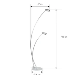 Lucande Velanoris vloerlamp, 2-lamps, geborsteld aluminium