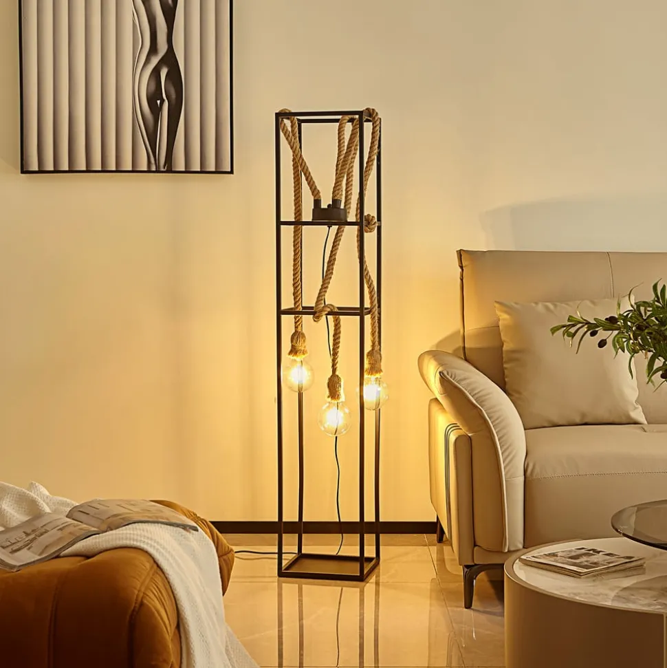 Lucande Vlados vloerlamp, kooi, 3-lamps.