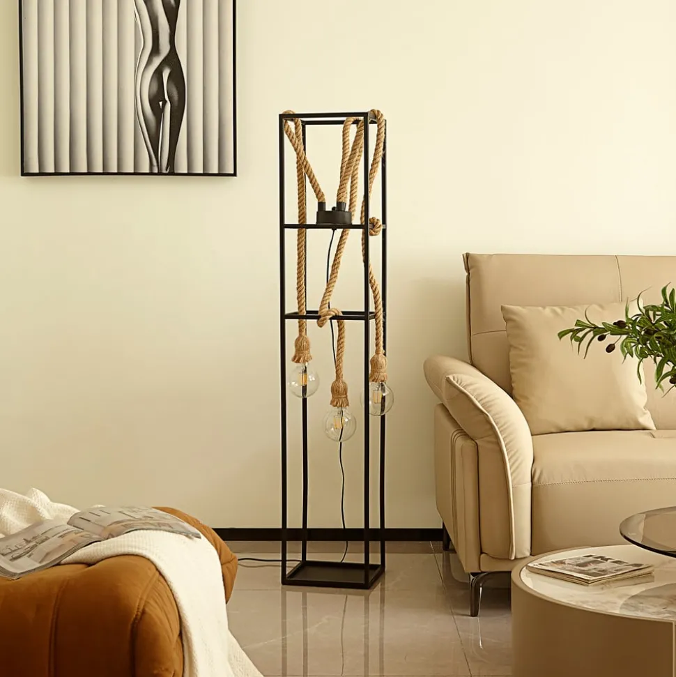 Lucande Vlados vloerlamp, kooi, 3-lamps.