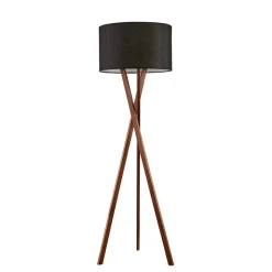 Lucande vloerlamp Auriane, driepoot, zwart, stof, 160 cm