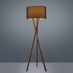 Lucande vloerlamp Auriane, driepoot, zwart, stof, 160 cm