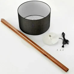 Lucande vloerlamp Auriane, driepoot, zwart, stof, 160 cm