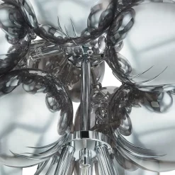 Lucande vloerlamp Diborah, rookgrijs, glas, 150 cm, G9