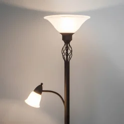 Lucande vloerlamp Dunja, wit/roest, metaal, leeslamp