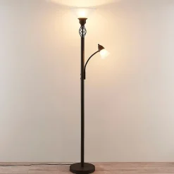 Lucande vloerlamp Dunja, wit/roest, metaal, leeslamp