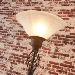 Lucande vloerlamp Dunja, wit/roest, metaal, leeslamp