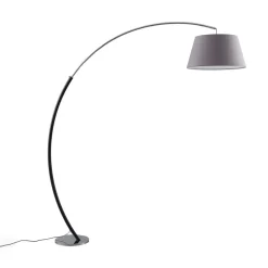 Lucande vloerlamp Evelyna, grijs/zwart, metaal, 192cm