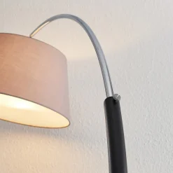 Lucande vloerlamp Evelyna, grijs/zwart, metaal, 192cm