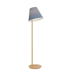 Lucande vloerlamp Jinda, blauw, hout, stof, 160 cm, E27