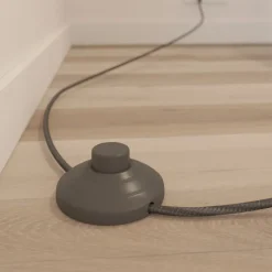 Lucande vloerlamp Jinda, blauw, hout, stof, 160 cm, E27