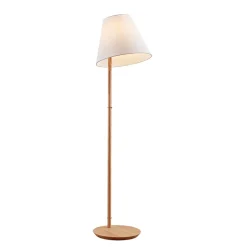 Lucande vloerlamp Jinda, wit, hout, stof, 160 cm, E27
