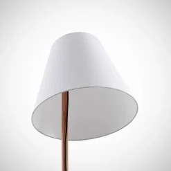 Lucande vloerlamp Jinda, wit, hout, stof, 160 cm, E27