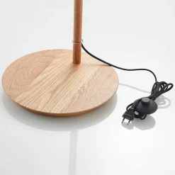 Lucande vloerlamp Jinda, wit, hout, stof, 160 cm, E27