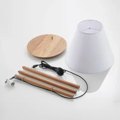 Lucande vloerlamp Jinda, wit, hout, stof, 160 cm, E27