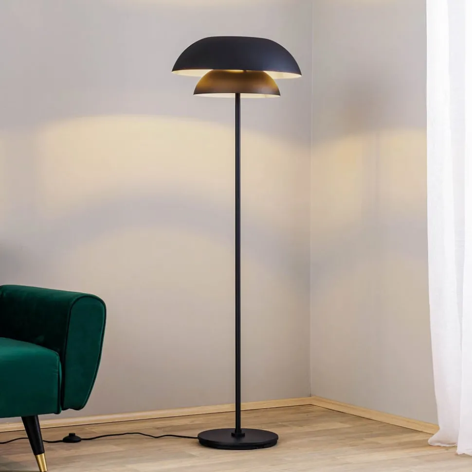 Lucande vloerlamp Kellina, 151 cm, zwart, metaal, E27